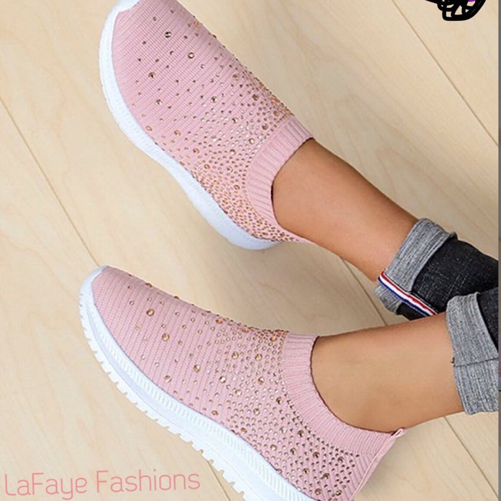 Pink Rhinestone Sock Sneaker - Picture 5 of 5